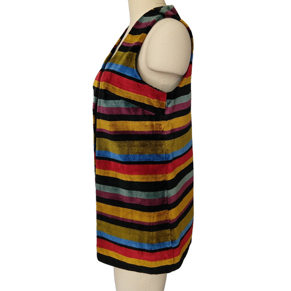 Vintage Vest Aladdin Tapestry Boho Hippie Carpet Striped Festival Size M Long - Picture 4 of 7